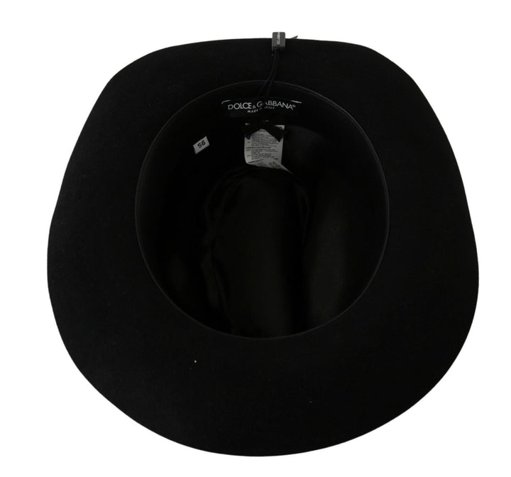 Elegant black Lapin Panama hat with wide brim