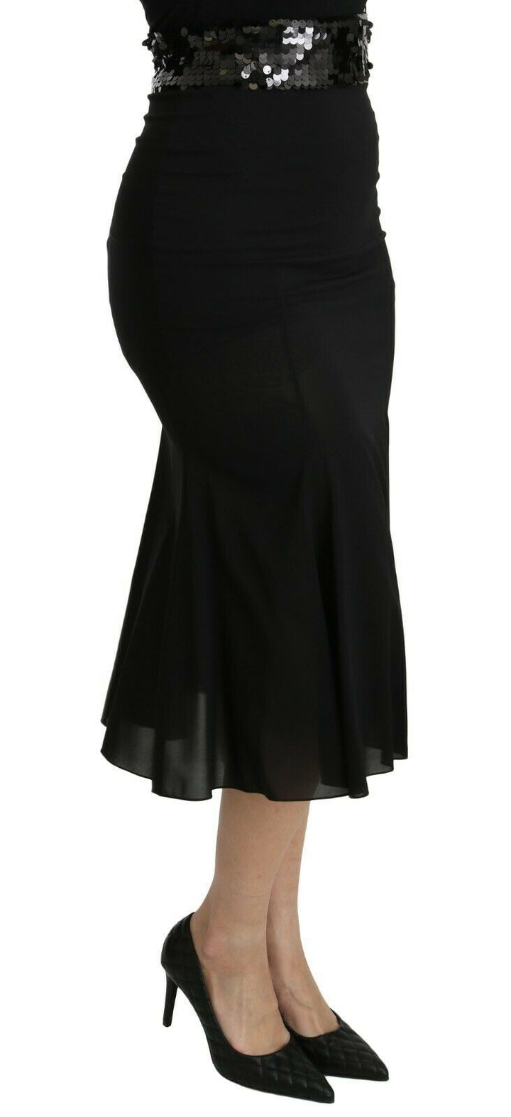 Chic high-waisted skirt in black silk blend