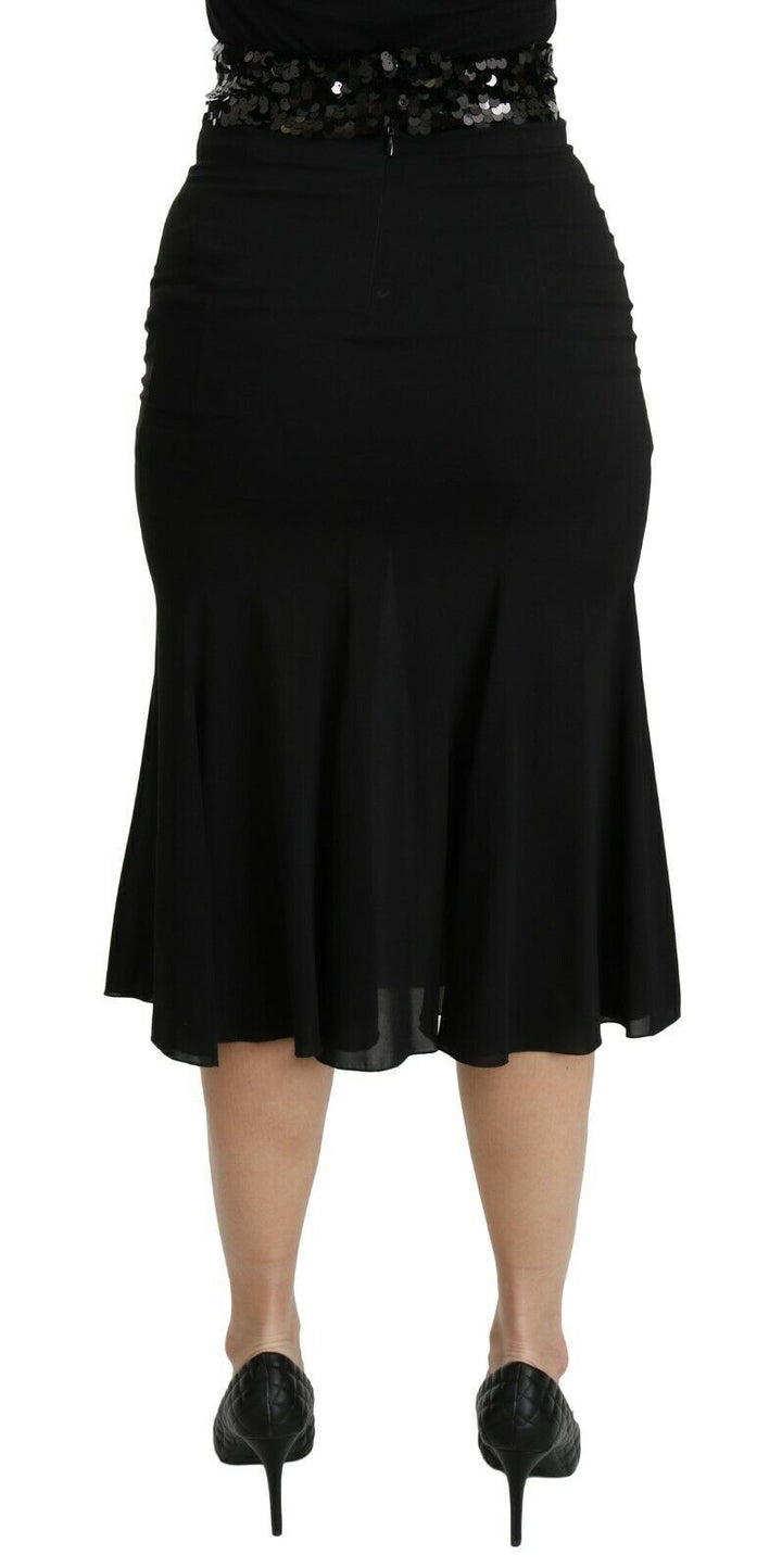 Chic high-waisted skirt in black silk blend