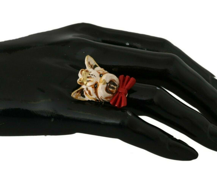 Elegant ladies' ring with dog jewelry