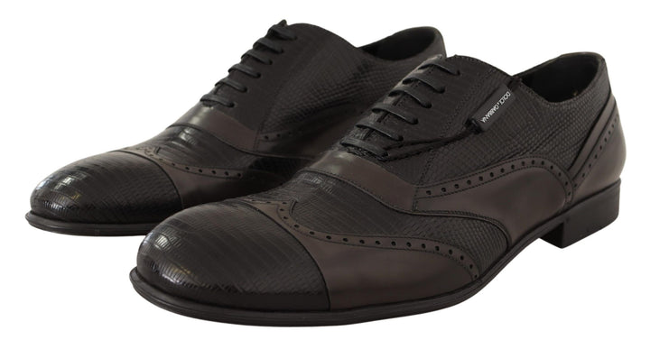 Braune Eidechsenhaut Leder Oxford Dress Schuhe