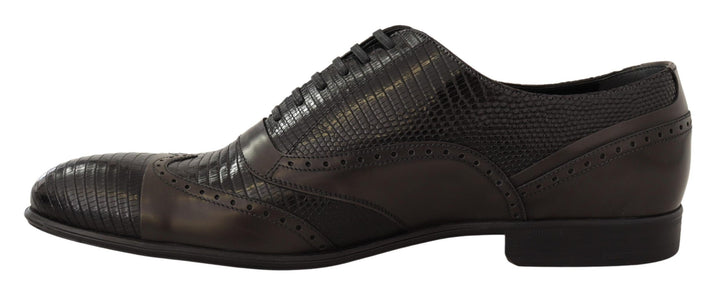 Braune Eidechsenhaut Leder Oxford Dress Schuhe