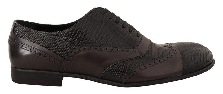 Braune Eidechsenhaut Leder Oxford Dress Schuhe