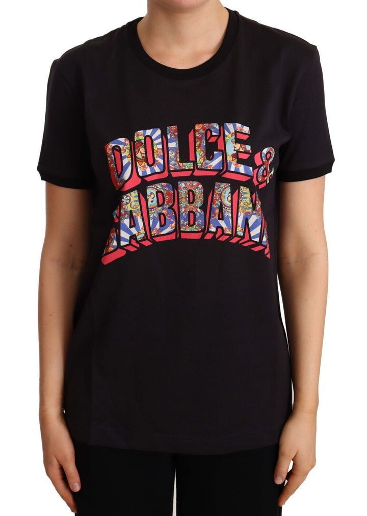 Elegant logo T-shirt made of black cotton