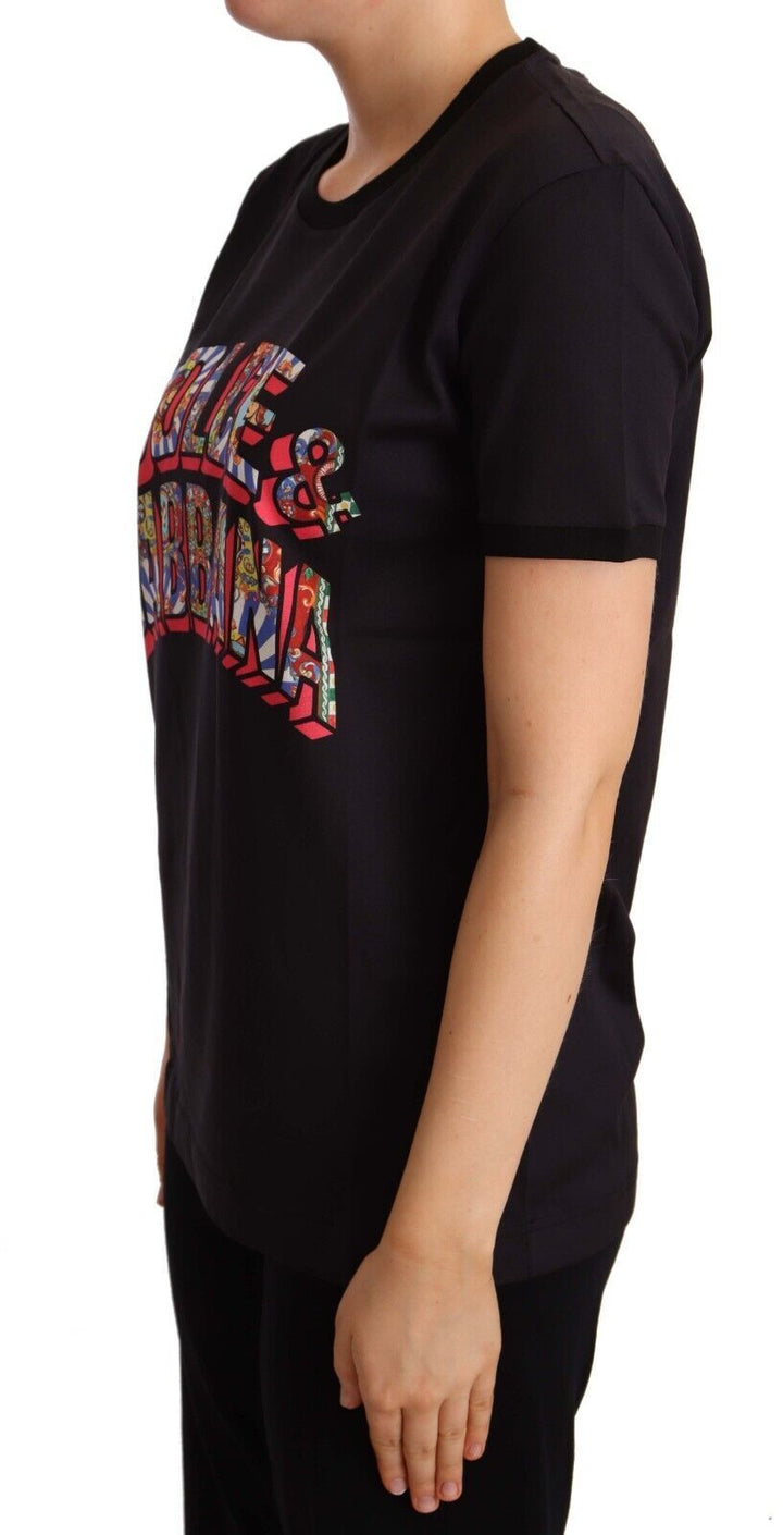 Elegant logo T-shirt made of black cotton