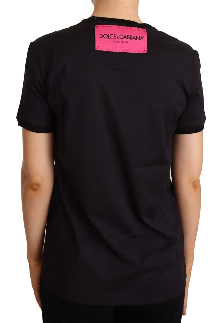 Elegant logo T-shirt made of black cotton