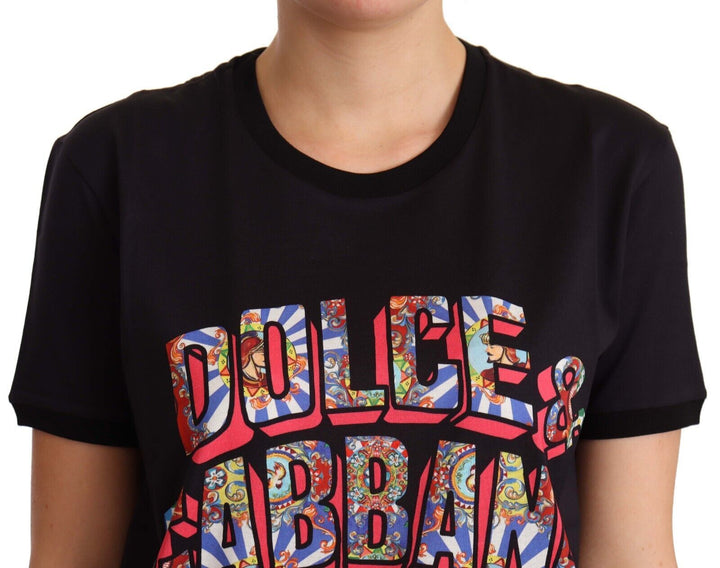 Elegant logo T-shirt made of black cotton