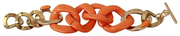 Gold-Orange-Kette breites Messing-Kunststoffarmband