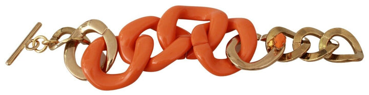 Gold-Orange-Kette breites Messing-Kunststoffarmband