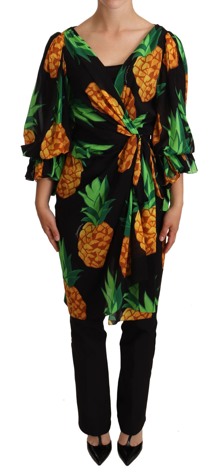 Vibrant pineapple wrap dress