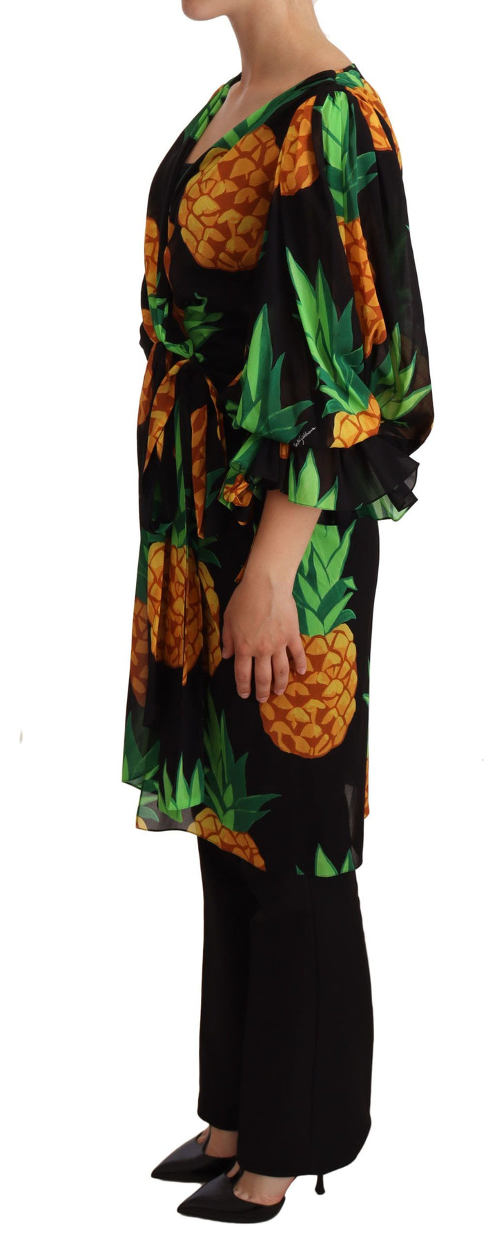 Vibrant pineapple wrap dress