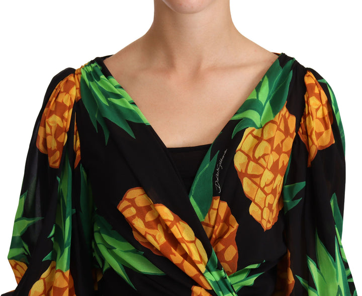 Vibrant pineapple wrap dress