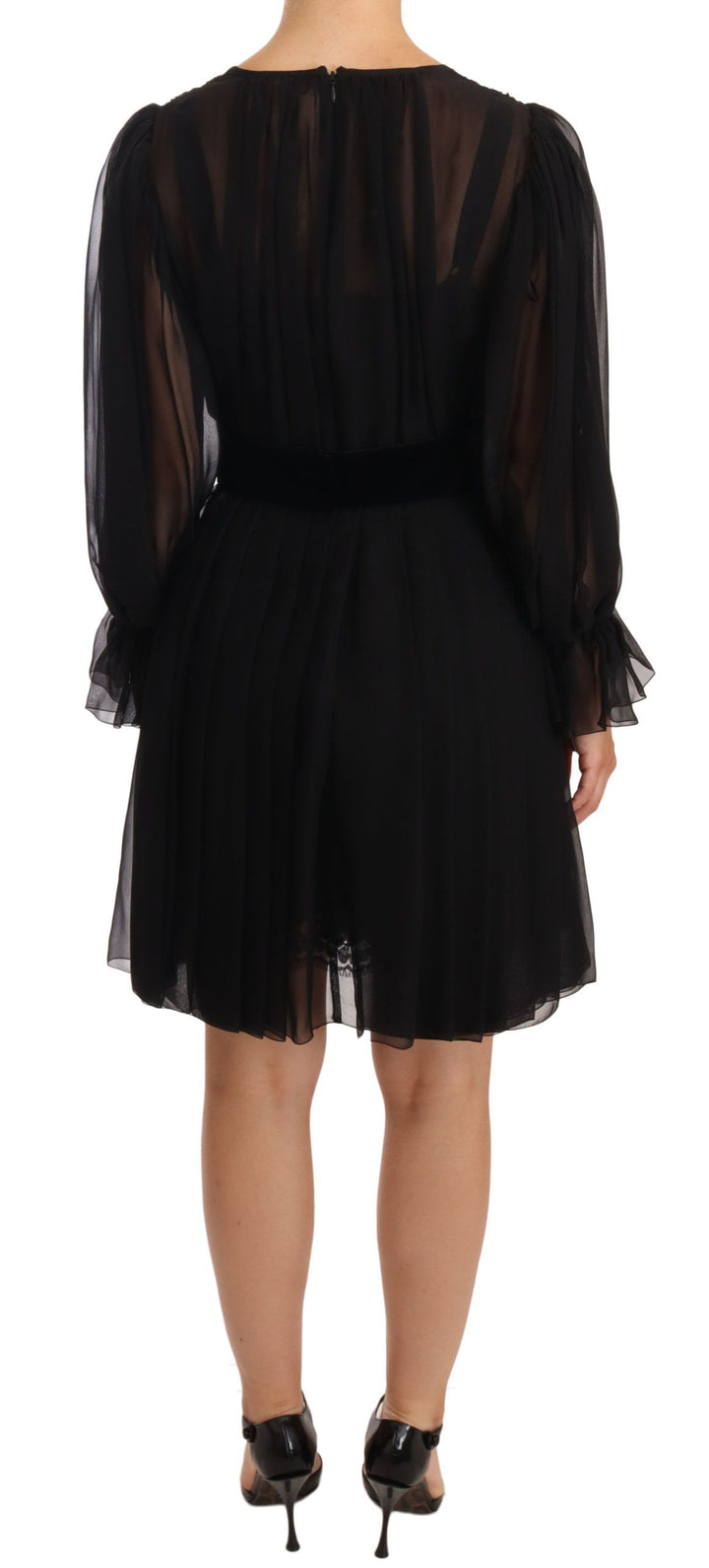 Elegant V-neck mini dress made of silk blend