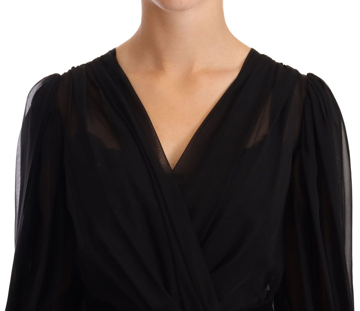 Elegant V-neck mini dress made of silk blend