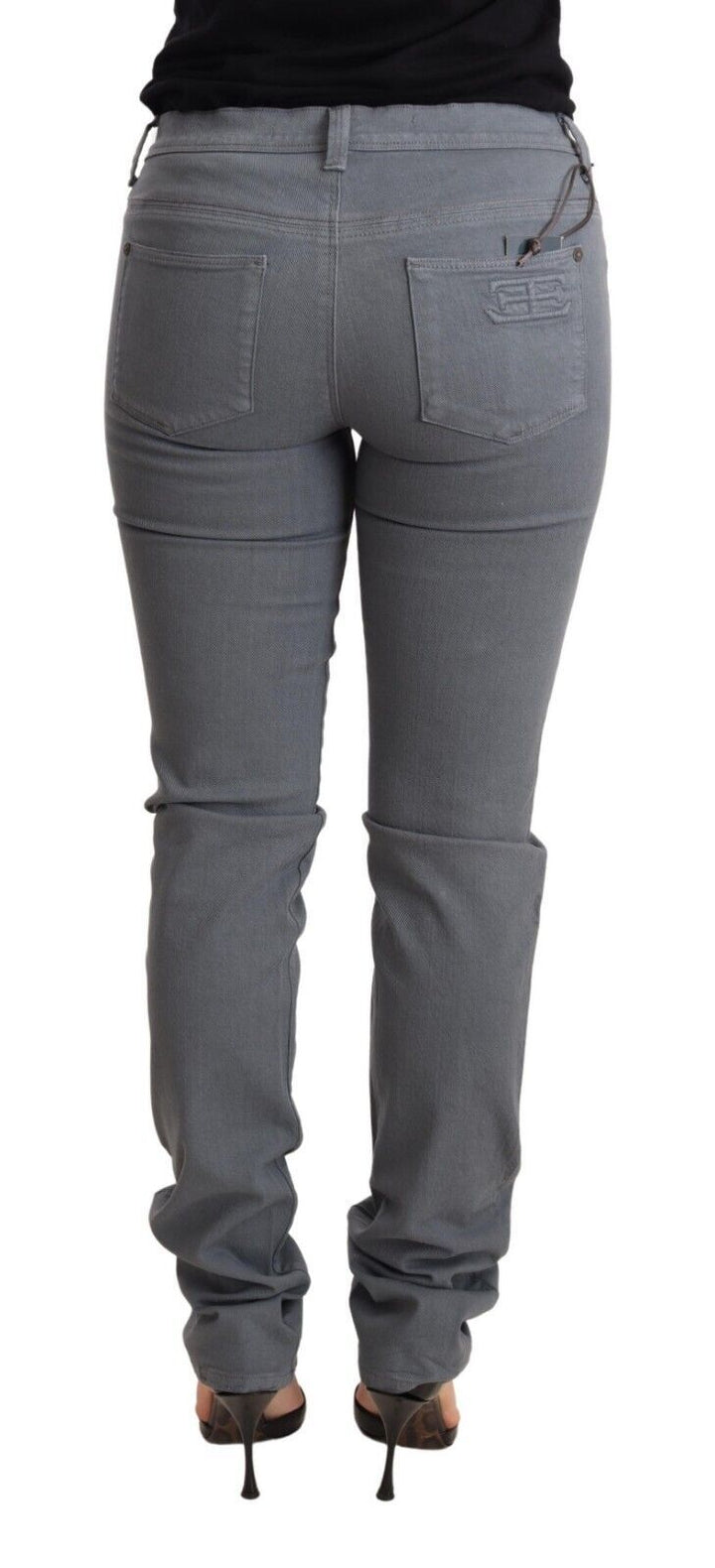 Slim grey skinny jeans with low waist