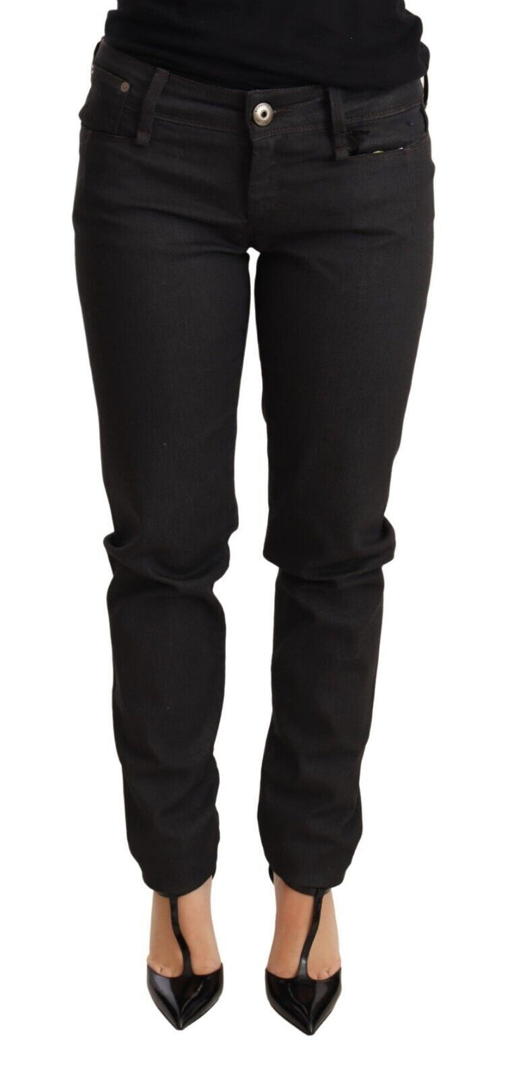 Schwarze Skinny Slim Trouser Baumwolljeans mit niedriger Taille