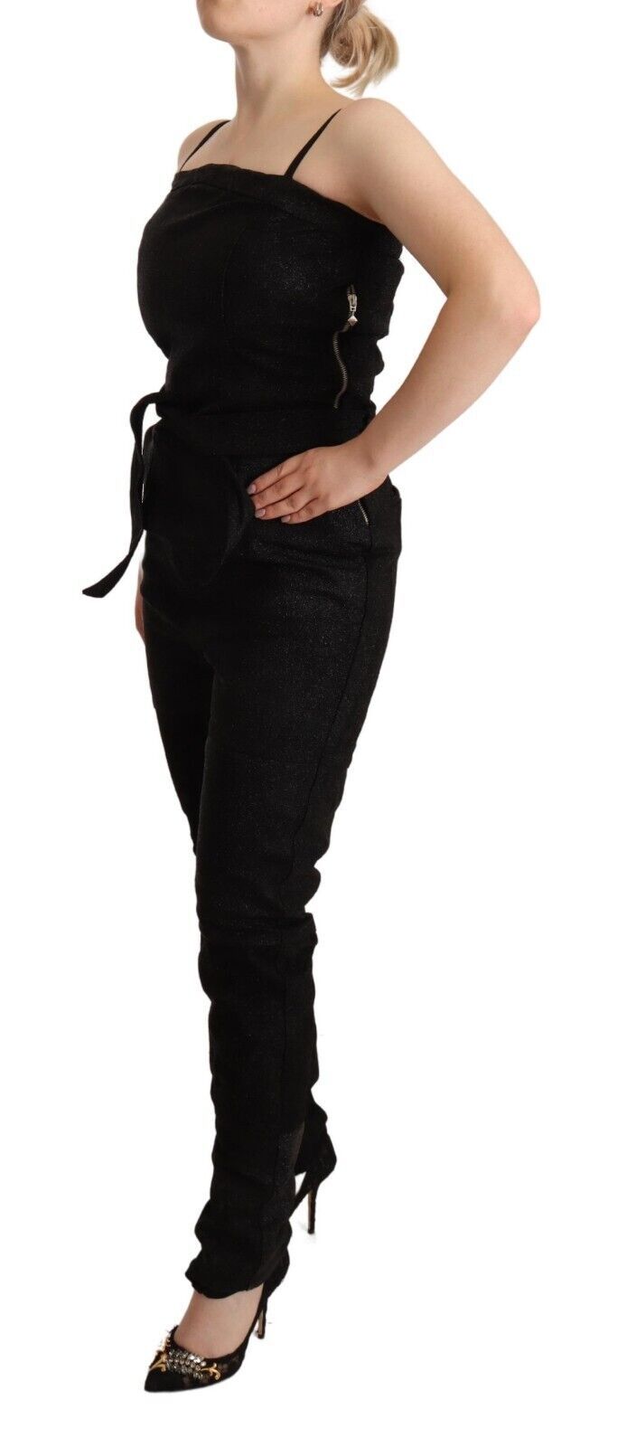 Elegant sleeveless jumpsuit dress in black