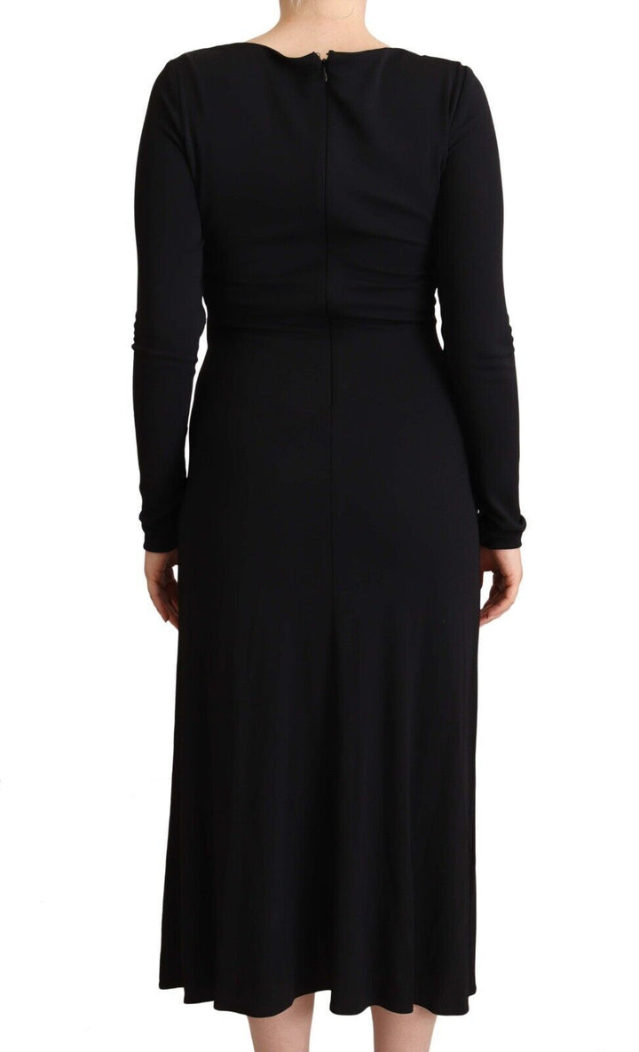 Elegant black nylon stretch maxi dress