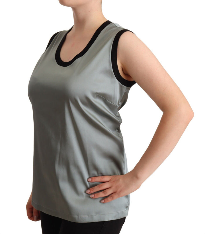 Silberner Rundhalsausschnitt Ärmelloses lässiges Tanktop