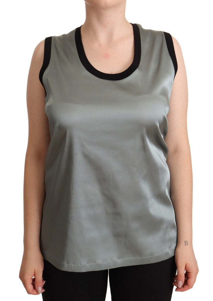 Silberner Rundhalsausschnitt Ärmelloses lässiges Tanktop