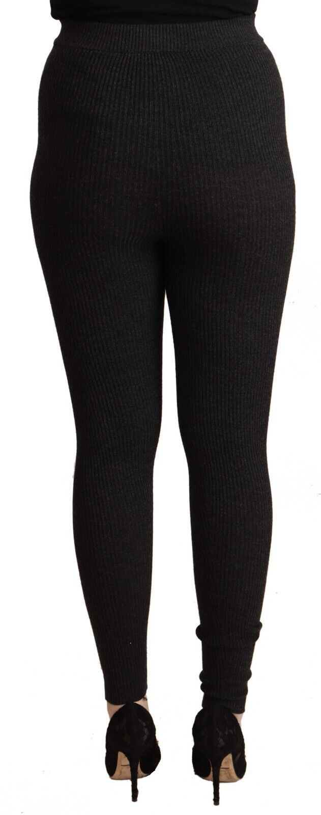 Schwarze Schurwoll-Stretch-Taillen-Hose