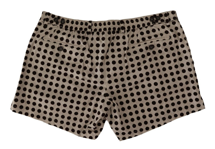 Schwarz-weiß gepunktete Baumwoll-Leinen-Shorts