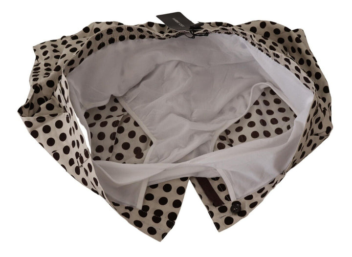 Schwarz-weiß gepunktete Baumwoll-Leinen-Shorts