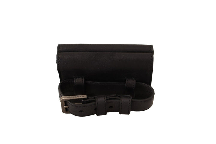Elegant black leather trifold multi kit