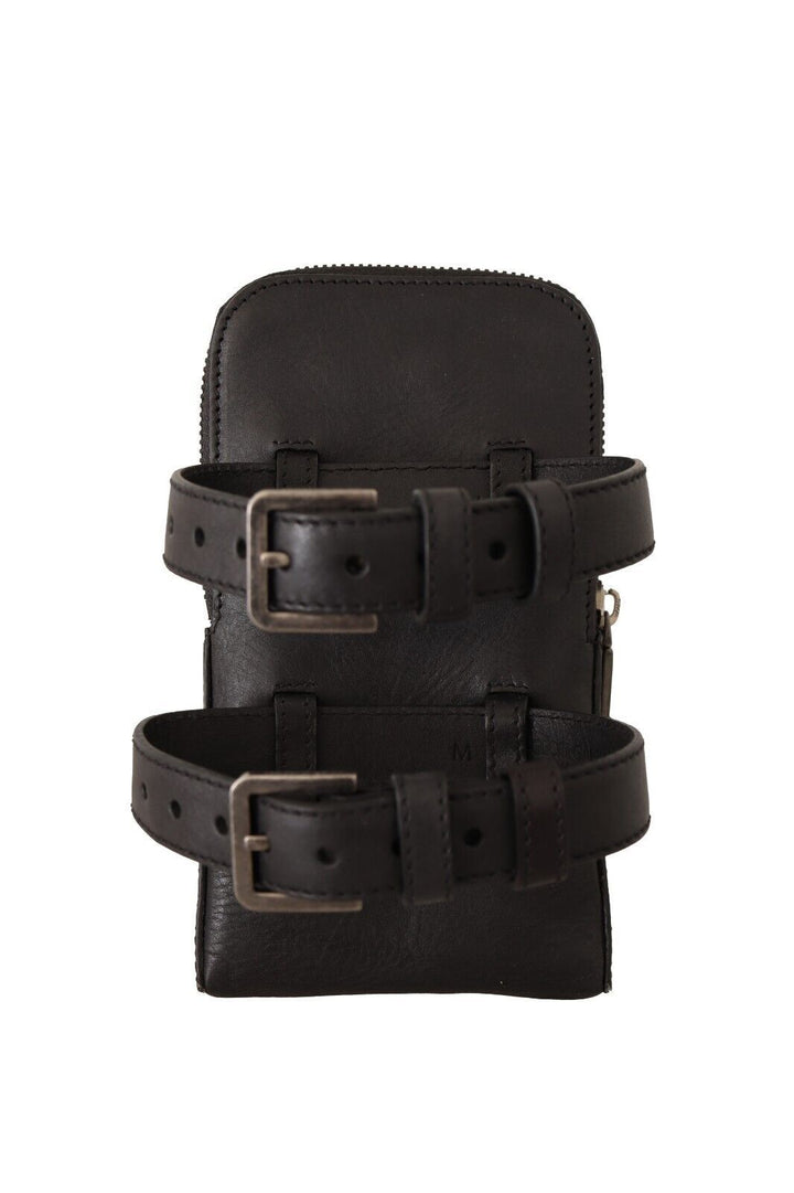 Elegant black leather double strap multikit
