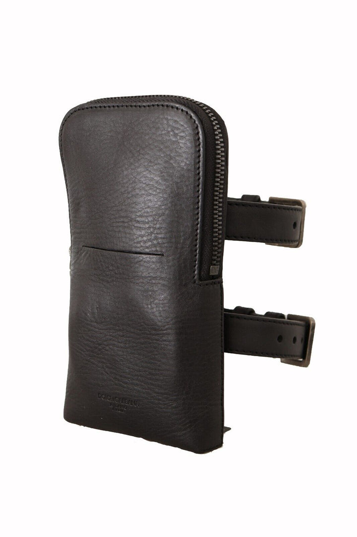 Elegant black leather double strap multikit
