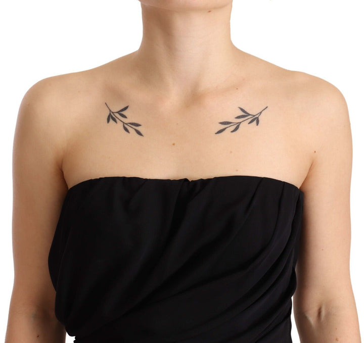 Elegant strapless silk midi dress
