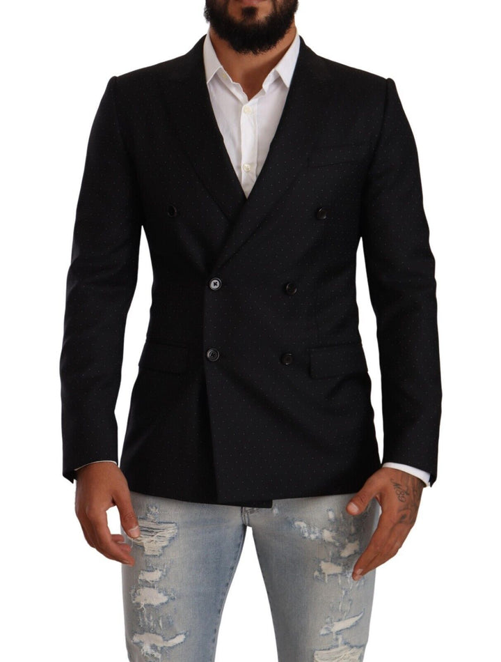 Elegant black polka dot formal blazer