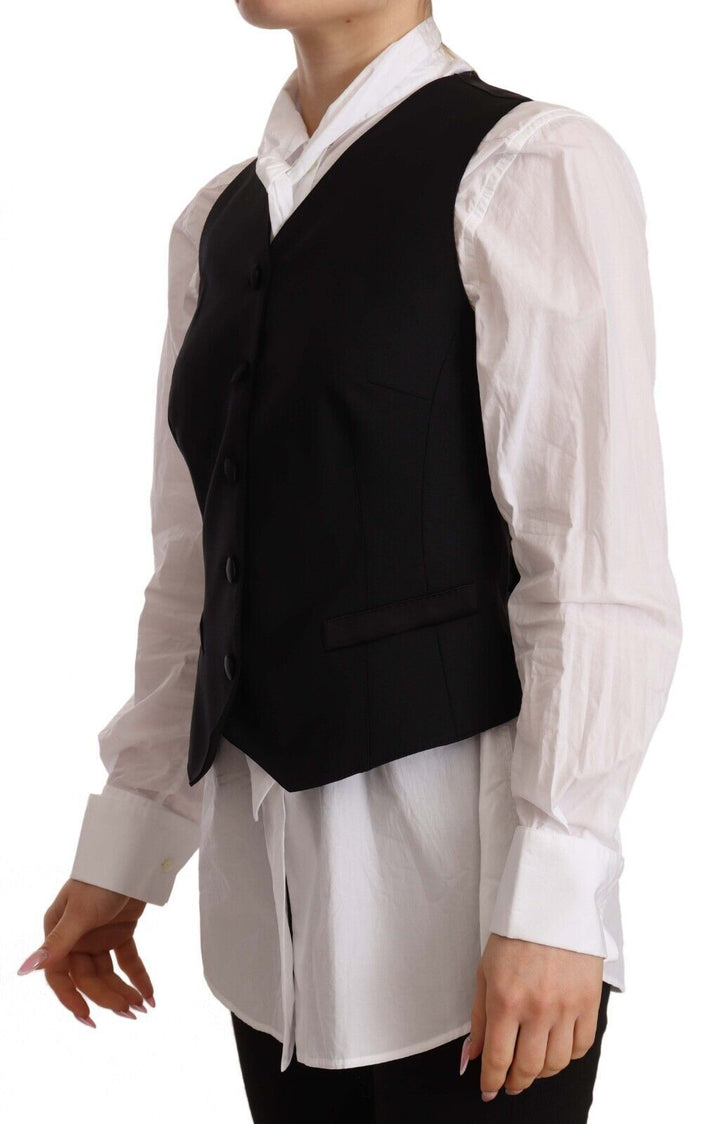 Elegant black wool blend vest
