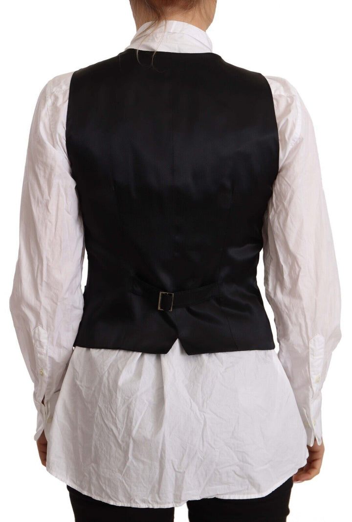 Elegant black wool blend vest