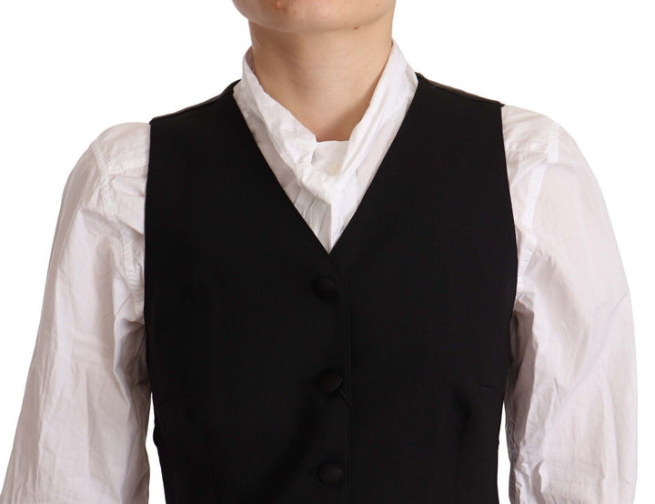 Elegant black wool blend vest