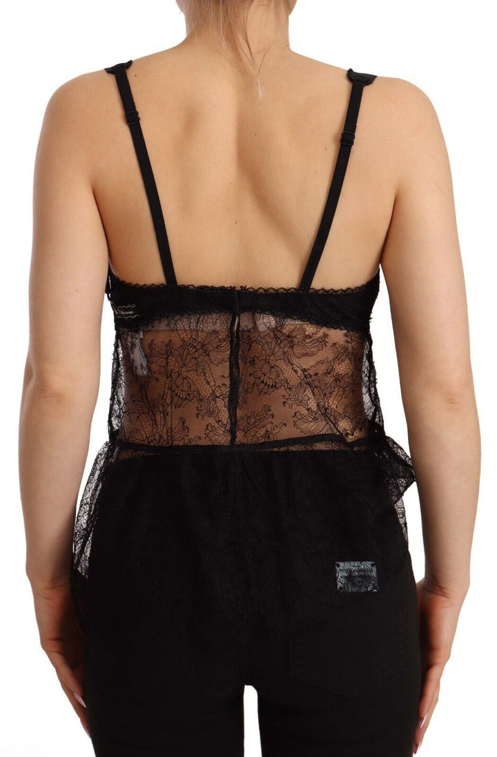 Elegant black silk lingerie chemise