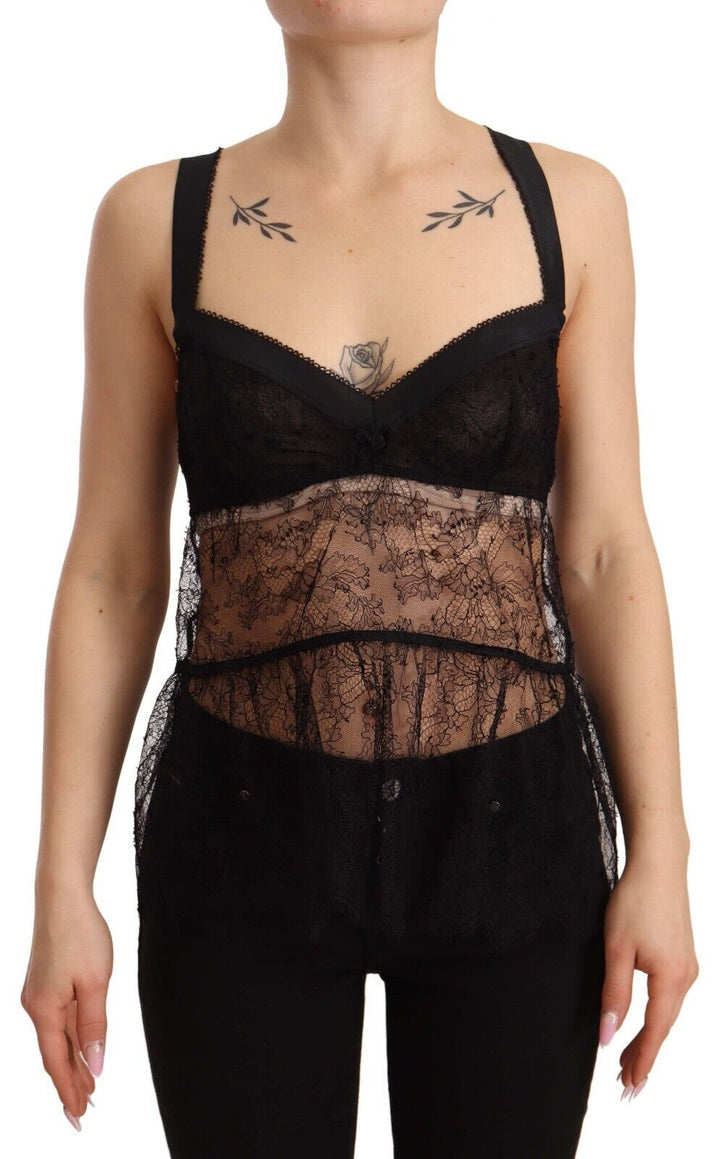 Elegant black silk lingerie chemise