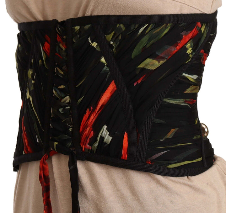 Elegant corset belt top made of black silk