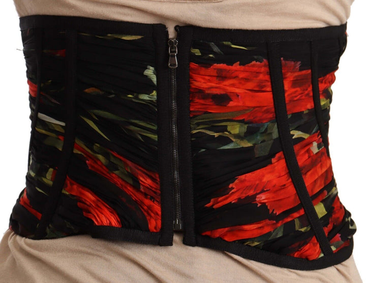 Elegant corset belt top made of black silk