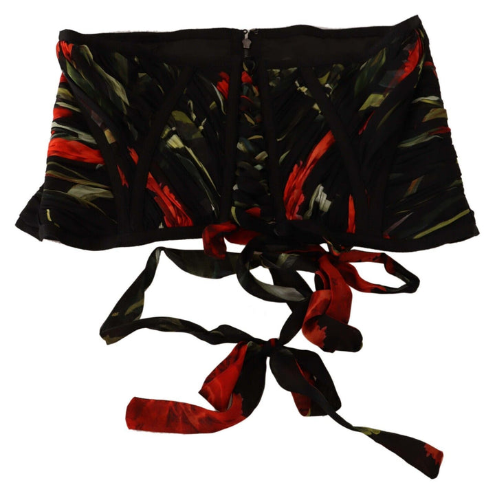 Elegant corset belt top made of black silk