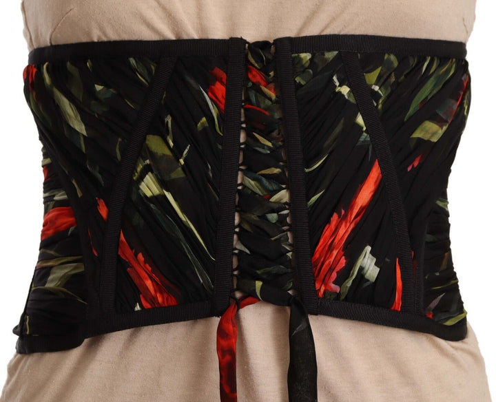 Elegant corset belt top made of black silk