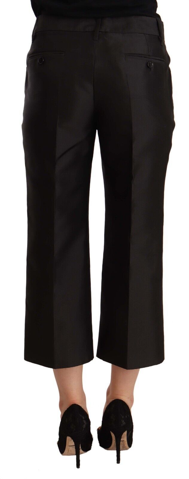 Schwarze Cropped Pants aus 100% Seide