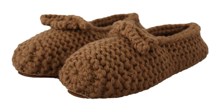 Braun Slip On Ballerina Flats Wolle stricken Schuhe