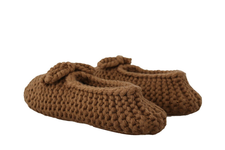 Braun Slip On Ballerina Flats Wolle stricken Schuhe