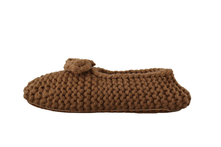 Braun Slip On Ballerina Flats Wolle stricken Schuhe