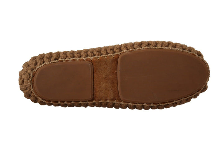 Braun Slip On Ballerina Flats Wolle stricken Schuhe