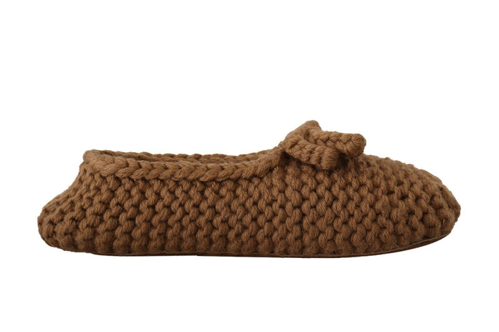 Braun Slip On Ballerina Flats Wolle stricken Schuhe