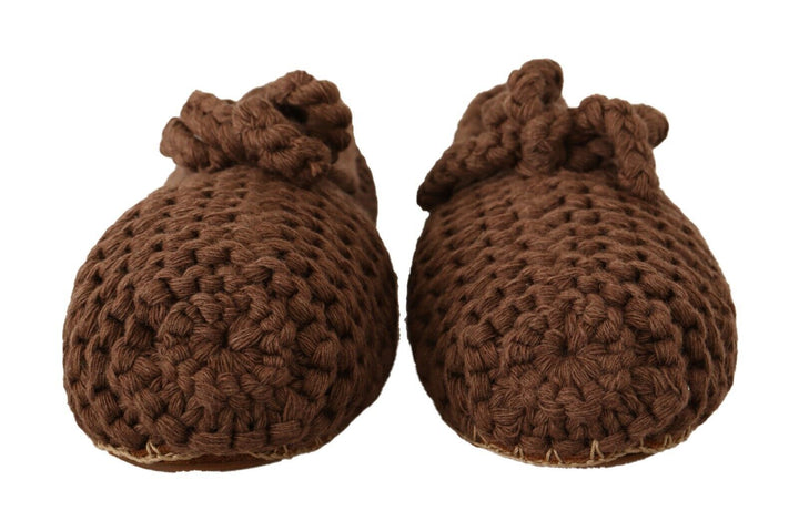 Braun Slip On Ballerina Flats Wolle stricken Schuhe