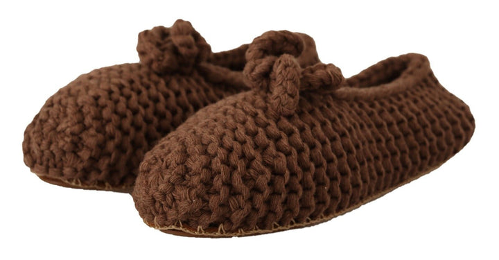 Braun Slip On Ballerina Flats Wolle stricken Schuhe