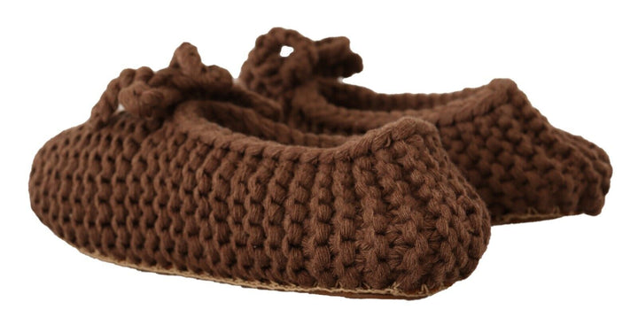 Braun Slip On Ballerina Flats Wolle stricken Schuhe